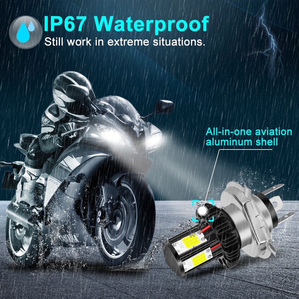 Motorcycle Headlight Bulbs H6 BA20D H4 LED Hi Lo beam Moto LED Headlight Motorbike LED Lamps Conversion Kit Bulbs 1200LM 6000K